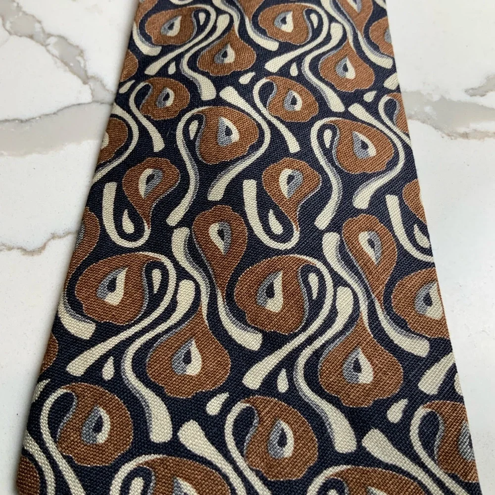 Giorgio Armani Cravatte 100% Linen Paisley Men's Tie. - Picture 3 of 7